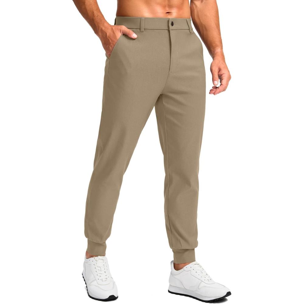 imageG Gradual Mens Golf Joggers Pants 4 Pockets with Belt Loops 28quot Stretch Slim Fit Dress Joggers for Men Casual TravelKhaki