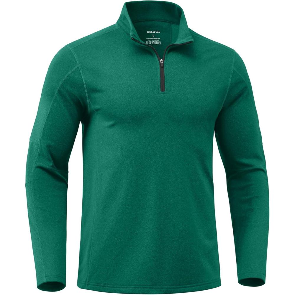 imageG Gradual Quarter Zip Pullover for Men Fleece Lined Sweatshirt Long Sleeve Winter Golf Shirt Mock Neck Polo Running SweaterForest Green