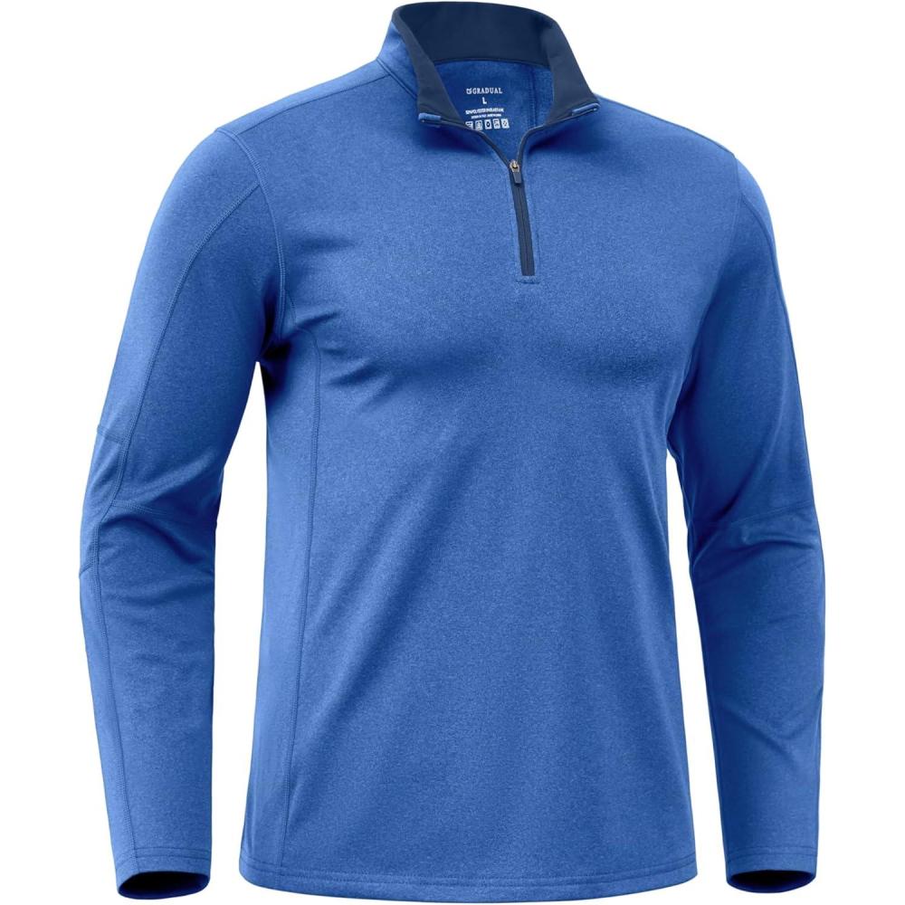 imageG Gradual Quarter Zip Pullover for Men Fleece Lined Sweatshirt Long Sleeve Winter Golf Shirt Mock Neck Polo Running SweaterRoyal Blue