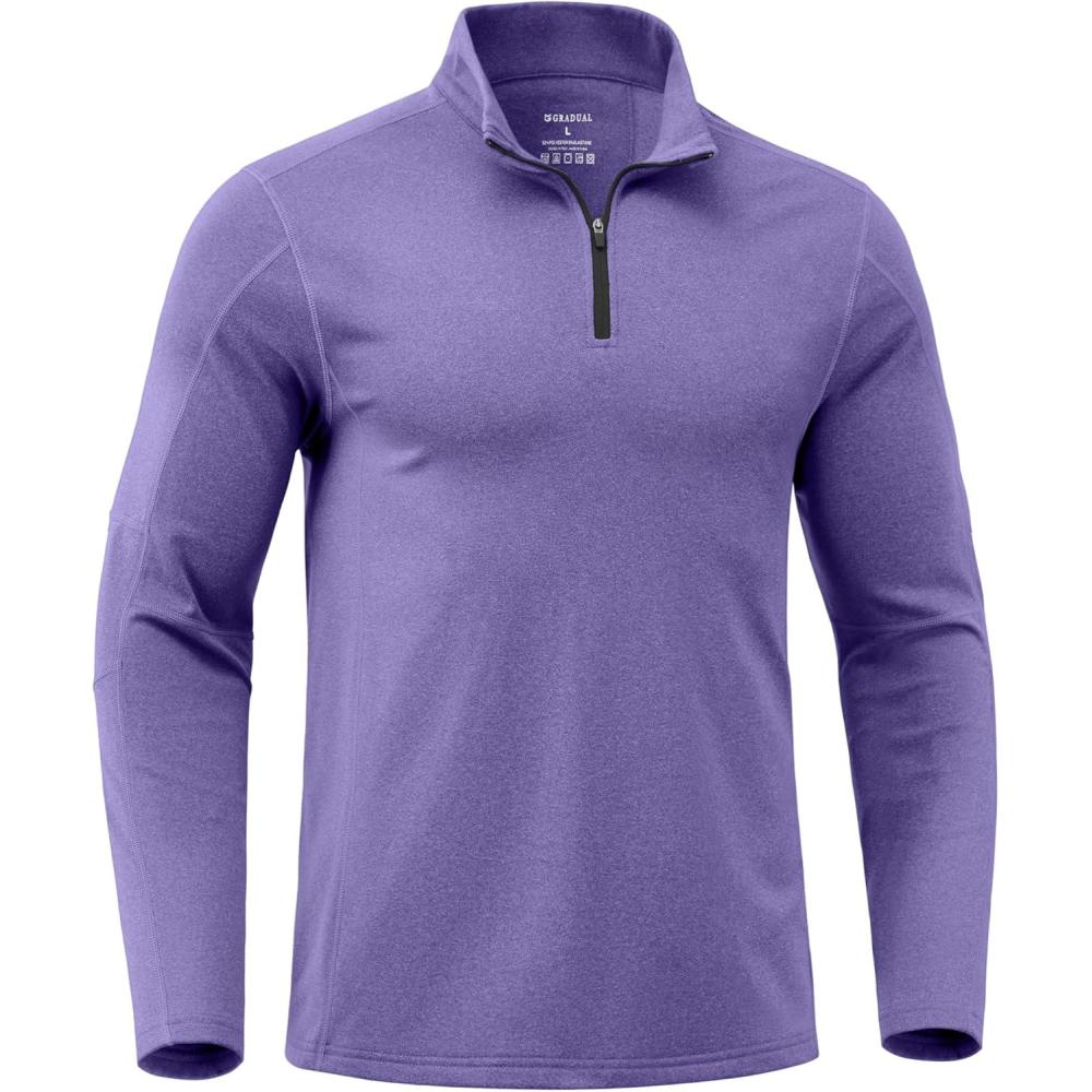 imageG Gradual Quarter Zip Pullover for Men Fleece Lined Sweatshirt Long Sleeve Winter Golf Shirt Mock Neck Polo Running SweaterSmoke Purple