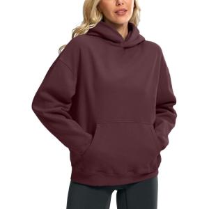 imageG Gradual Hoodies for Women Oversized Fleece Sweatshirt with Pocket Loose Fit Casual Athletic Workout PulloverWine