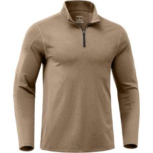 imageG Gradual Quarter Zip Pullover for Men Fleece Lined Sweatshirt Long Sleeve Winter Golf Shirt Mock Neck Polo Running SweaterBrown