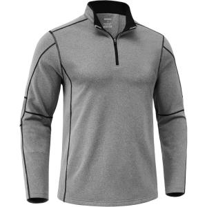 imageG Gradual Quarter Zip Pullover for Men Fleece Lined Sweatshirt Long Sleeve Winter Golf Shirt Mock Neck Polo Running SweaterDusty White