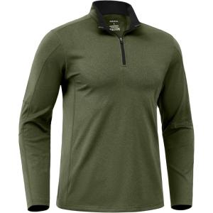 imageG Gradual Quarter Zip Pullover for Men Fleece Lined Sweatshirt Long Sleeve Winter Golf Shirt Mock Neck Polo Running SweaterOlive