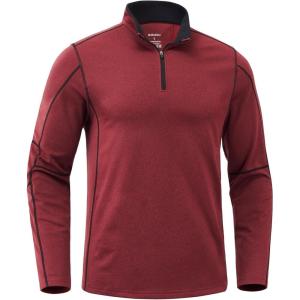 imageG Gradual Quarter Zip Pullover for Men Fleece Lined Sweatshirt Long Sleeve Winter Golf Shirt Mock Neck Polo Running SweaterRed