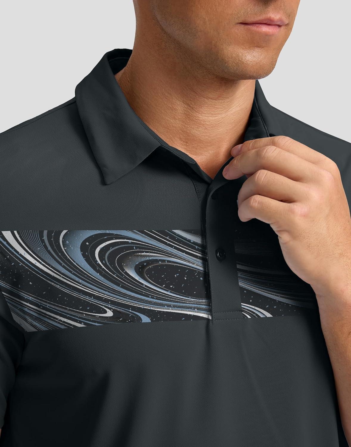 imageG Gradual Golf Shirts Short Sleeve Quick Dry Performance Moisture Wicking Collared Heather Polo Casual Athletic BusinessBlack Galaxy