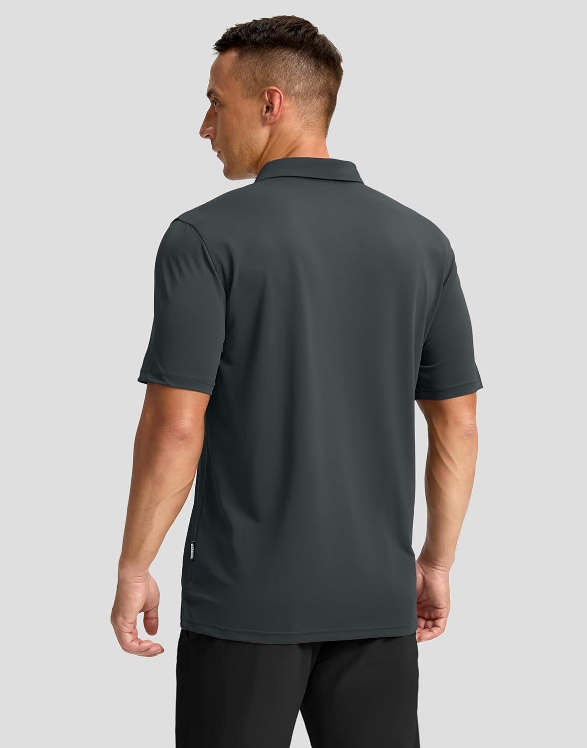 imageG Gradual Golf Shirts Short Sleeve Quick Dry Performance Moisture Wicking Collared Heather Polo Casual Athletic BusinessDeep Grey Stripes