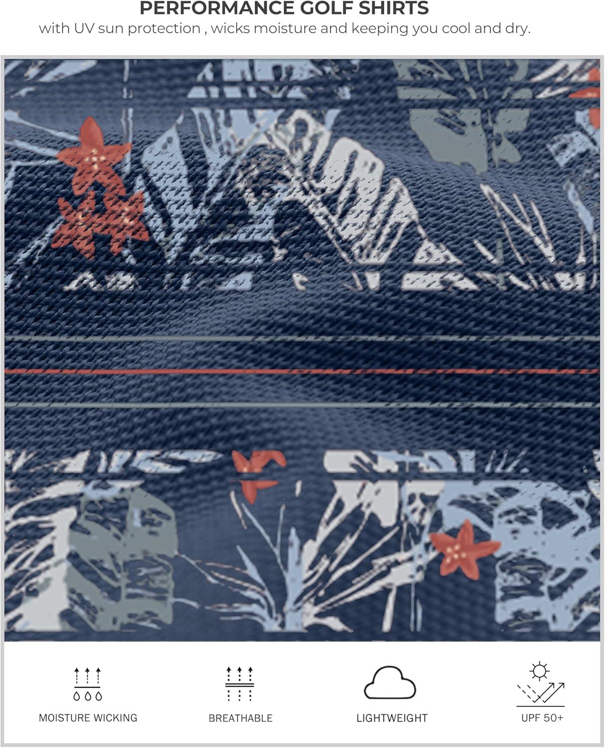 imageG Gradual Golf Shirts Short Sleeve Quick Dry Performance Moisture Wicking Collared Heather Polo Casual Athletic BusinessNavy Flower