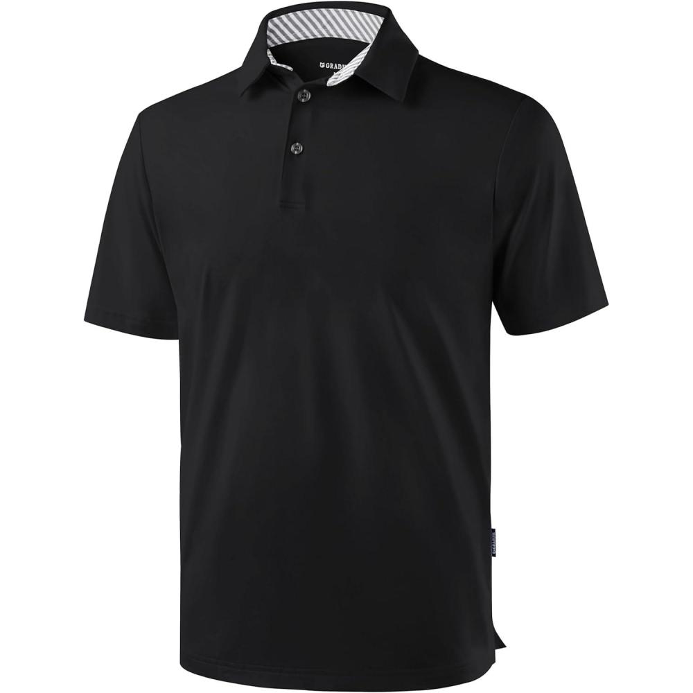 imageG Gradual Golf Shirts Short Sleeve Quick Dry Performance Moisture Wicking Collared Heather Polo Casual Athletic BusinessBlack