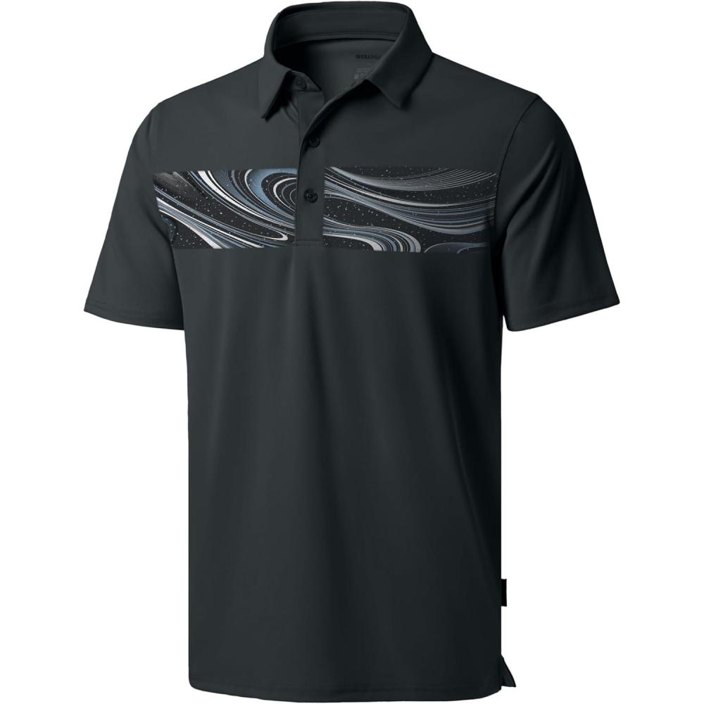 imageG Gradual Golf Shirts Short Sleeve Quick Dry Performance Moisture Wicking Collared Heather Polo Casual Athletic BusinessBlack Galaxy