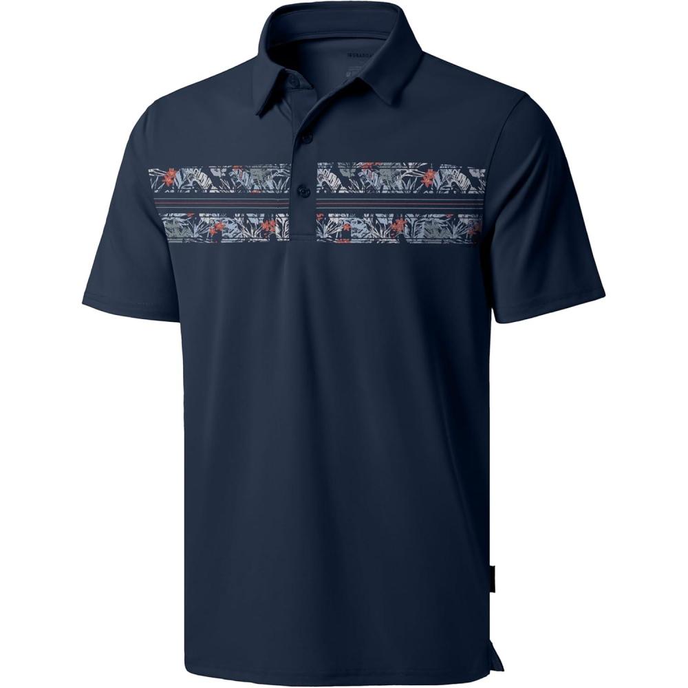 imageG Gradual Golf Shirts Short Sleeve Quick Dry Performance Moisture Wicking Collared Heather Polo Casual Athletic BusinessNavy Flower