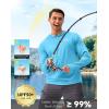 imageMens Sun Protection Hoodie Shirt UPF 50 Long Sleeve Fishing Rash Guard UV SPF Summer Lightweight Hiking Shirt for MenBlue