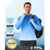 imageMens Sun Protection Hoodie Shirt UPF 50 Long Sleeve Fishing Rash Guard UV SPF Summer Lightweight Hiking Shirt for MenGradient Blue White