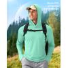imageMens Sun Protection Hoodie Shirt UPF 50 Long Sleeve Fishing Rash Guard UV SPF Summer Lightweight Hiking Shirt for MenMint Green