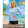 imageWomens UPF 50 Sun Shirts Long Sleeve UV Protection Rash Guard Lightweight Quick Dry Workout Hiking Tops for WomenBlue Gradient Leaves