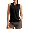 imageG Gradual Womens Golf Shirt Sleeveless Lightweight V Neck Tennis Polo Shirts with Collar Quick Dry Athletic Tops for WomenBlack