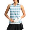 imageG Gradual Womens Golf Shirt Sleeveless Lightweight V Neck Tennis Polo Shirts with Collar Quick Dry Athletic Tops for WomenBlue Plaid