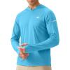 imageMens Sun Protection Hoodie Shirt UPF 50 Long Sleeve Fishing Rash Guard UV SPF Summer Lightweight Hiking Shirt for MenBlue