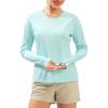 imageWomens UPF 50 Sun Shirts Long Sleeve UV Protection Rash Guard Lightweight Quick Dry Workout Hiking Tops for WomenLight Green
