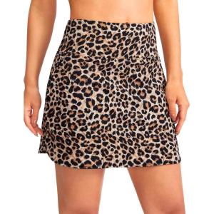 imageG Gradual Golf Skirts for Women Zipper Pockets High Waisted Skorts for Woman Tennis Athletic Workout Casual SummerBrown Leopard