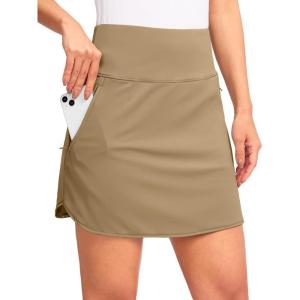 imageG Gradual Golf Skirts for Women Zipper Pockets High Waisted Skorts for Woman Tennis Athletic Workout Casual SummerKhaki