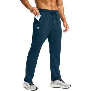 imageG Gradual Mens Fleece Lined Winter Pants with 3 Zipper Pockets Warm Athletic Joggers Workout Running Sweatpants for MenHeather Dark Cobalt Blue