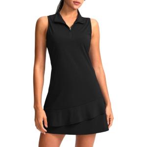 imageG Gradual Tennis Dress for Women Golf Outfits with Shorts and Pockets Sleeveless Active Exercise Athletic Dresses for WomenBlack