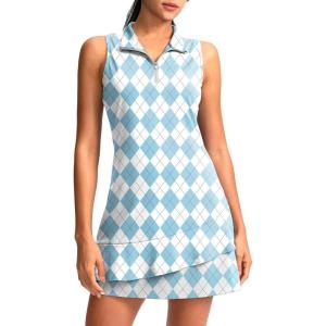 imageG Gradual Tennis Dress for Women Golf Outfits with Shorts and Pockets Sleeveless Active Exercise Athletic Dresses for WomenBlue Plaid