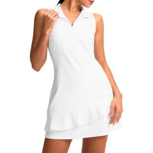 imageG Gradual Tennis Dress for Women Golf Outfits with Shorts and Pockets Sleeveless Active Exercise Athletic Dresses for WomenCwhite