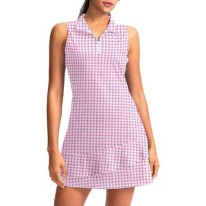 imageG Gradual Tennis Dress for Women Golf Outfits with Shorts and Pockets Sleeveless Active Exercise Athletic Dresses for WomenPink Houndstooth