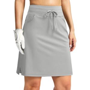 imageG Gradual Womens 18quot Golf Skorts Skirts with 3 Pockets High Waisted Athletic Skorts for Women Stretchy Tennis SkirtsGrey