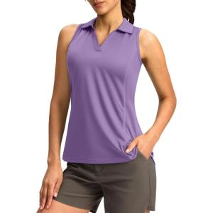 imageG Gradual Womens Golf Shirt Sleeveless Lightweight V Neck Tennis Polo Shirts with Collar Quick Dry Athletic Tops for WomenLavender