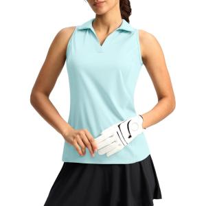 imageG Gradual Womens Golf Shirt Sleeveless Lightweight V Neck Tennis Polo Shirts with Collar Quick Dry Athletic Tops for WomenLight Green