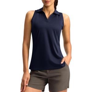 imageG Gradual Womens Golf Shirt Sleeveless Lightweight V Neck Tennis Polo Shirts with Collar Quick Dry Athletic Tops for WomenNavy