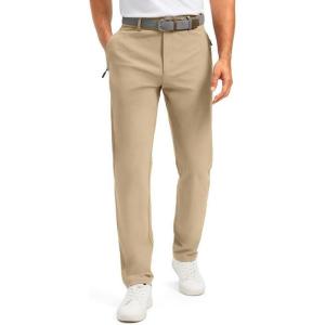 imageMens Golf Pants  30quot32quot34quot Slim Fit Stretch Lightweight Dress Pants for Men with Zipper Pockets Casual WorkLight KhakiW34 L30