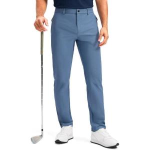 imageMens Golf Pants  30quot32quot34quot Slim Fit Stretch Lightweight Dress Pants for Men with Zipper Pockets Casual WorkSlate BlueW38 L32