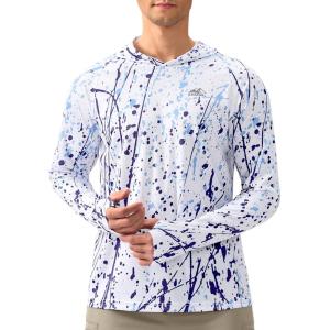 imageMens Sun Protection Hoodie Shirt UPF 50 Long Sleeve Fishing Rash Guard UV SPF Summer Lightweight Hiking Shirt for MenBrushstrokes Splatter