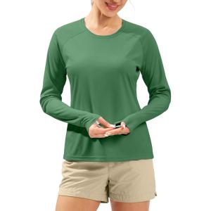 imageWomens UPF 50 Sun Shirts Long Sleeve UV Protection Rash Guard Lightweight Quick Dry Workout Hiking Tops for WomenGreen