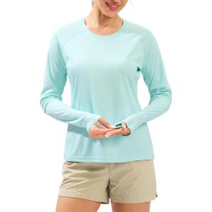 imageWomens UPF 50 Sun Shirts Long Sleeve UV Protection Rash Guard Lightweight Quick Dry Workout Hiking Tops for WomenLight Green