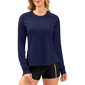 imageWomens UPF 50 Sun Shirts Long Sleeve UV Protection Rash Guard Lightweight Quick Dry Workout Hiking Tops for WomenNavy