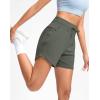 imageG Gradual Womens 5quot Athletic Running Shorts with Zip Pockets Stretchy Quick Dry High Waisted for Workout Gym HikingGrey Sage