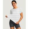 imageWomens Short Sleeve Workout Shirts Breathable UPF 50 Sun Protection TShirts Quick Dry Gym Running Hiking TopsBlack Stripes