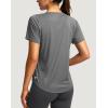 imageWomens Short Sleeve Workout Shirts Breathable UPF 50 Sun Protection TShirts Quick Dry Gym Running Hiking TopsHeather Dark Grey