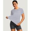 imageWomens Short Sleeve Workout Shirts Breathable UPF 50 Sun Protection TShirts Quick Dry Gym Running Hiking TopsNavy Stripe