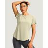 imageWomens Short Sleeve Workout Shirts Breathable UPF 50 Sun Protection TShirts Quick Dry Gym Running Hiking TopsOat Milk