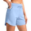 imageG Gradual Womens 5quot Athletic Running Shorts with Zip Pockets Stretchy Quick Dry High Waisted for Workout Gym HikingLight Blue