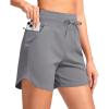 imageG Gradual Womens 5quot Athletic Running Shorts with Zip Pockets Stretchy Quick Dry High Waisted for Workout Gym HikingLight Grey