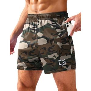 imageG Gradual Mens Gym Shorts 5quot7quot10quot with Zipper Pockets Basketball Athletic Mesh Quick Dry Shorts for Workout Running TennisGreen Camo