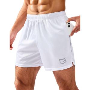 imageG Gradual Mens Gym Shorts 5quot7quot10quot with Zipper Pockets Basketball Athletic Mesh Quick Dry Shorts for Workout Running TennisWhite