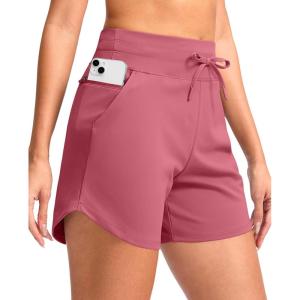 imageG Gradual Womens 5quot Athletic Running Shorts with Zip Pockets Stretchy Quick Dry High Waisted for Workout Gym HikingBerry Rose
